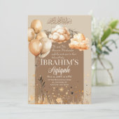 Invitation Couleurs neutres mignons Bébé islamique Aqiqah (Debout devant)