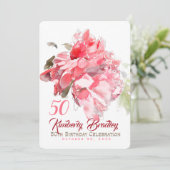 Invitation Couleurs originales Peony 50th Birthday Party Inv (Debout devant)