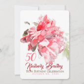 Invitation Couleurs originales Peony 50th Birthday Party Inv (Devant)