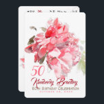Invitation Couleurs originales Peony 50th Birthday Party Inv<br><div class="desc">Aquarelles originales (n)2) d'une pivoine rose par SG. Conception sur invitation à carte plate avec texte pour la célébration du 50e anniversaire de la personnaliser. Vous pouvez facilement modifier le texte (couleur,  police,  taille et position) en cliquant sur le bouton Personnaliser ou customiser. Ballotin correspondant.</div>