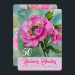 Invitation Couleurs originales Peony F 50e Anniversaire fête<br><div class="desc">Aquarelles numériques d'une pivoine rose. Conception sur invitation à carte plate avec texte pour la célébration du 50e anniversaire de la personnaliser. Vous pouvez facilement modifier le texte (couleur,  police,  taille et position) en cliquant sur le bouton Personnaliser ou customiser.</div>