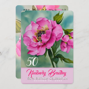 Invitation Couleurs originales Peony F 50e Anniversaire fête 