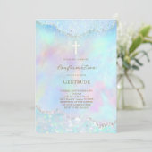 Invitation couleurs pastel fausse brillance Confirmation (Debout devant)