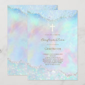 Invitation couleurs pastel fausse brillance Confirmation (Devant / Derrière)