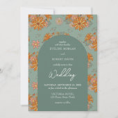 Invitation Couleurs pastel tendance rétro fleurs super mariag (Devant)