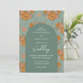 Invitation Couleurs pastel tendance rétro fleurs super mariag (Debout devant)