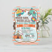 Invitation Couleurs rétro Animaux de cirque fête d'anniversai (Debout devant)