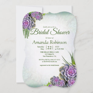 Invitation Couleurs Succulentes du vert de la mer, Violet