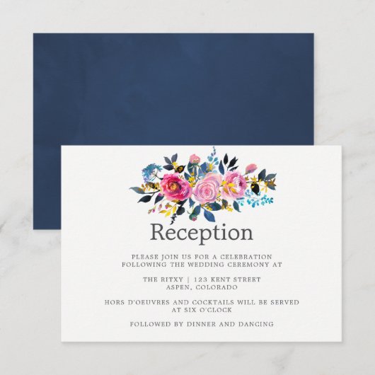 Invitation Couleurs tendance Aquarelle Floral Mariage Récepti (Devant / Derrière)