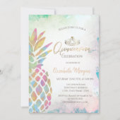 Invitation Couleurs Tropicales Palmier Ananas Été (Devant)