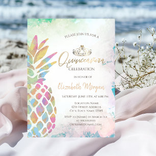 Invitation Couleurs Tropicales Palmier Ananas Été