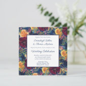 Invitation Couleurs vives Aquarelle Motif Floral Mariage (Debout devant)