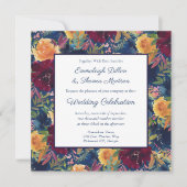 Invitation Couleurs vives Aquarelle Motif Floral Mariage (Devant)