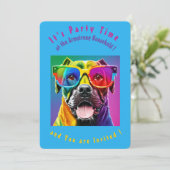 Invitation Couleurs vives Fête des Lunettes de vue de chien (Debout devant)