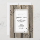 Invitation Country Barn Bois et Fleurs Partie d'engagement (Devant)
