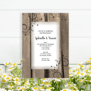 Invitation Country Barn Bois et Fleurs Partie d'engagement