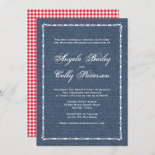 Invitation Country Blue Denim et Barb Wire