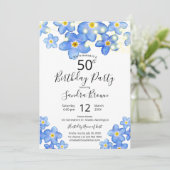 Invitation Country Blue Forget-Me-Nots fête d'anniversaire (Debout devant)