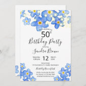 Invitation Country Blue Forget-Me-Nots fête d'anniversaire (Devant / Derrière)