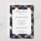 Invitation Country Blue Red White Squares Baby Shower (Devant)