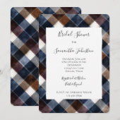 Invitation Country Blue Red White Squares Bridal Shower (Devant / Derrière)