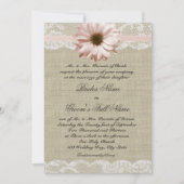 Invitation Country Blush Daisy et Lace Rustic Burlap Mariage (Devant)