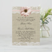 Invitation Country Blush Daisy et Lace Rustic Burlap Mariage (Debout devant)
