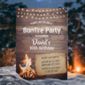 Invitation Country Bonfire Party Rustic String Light Annivers