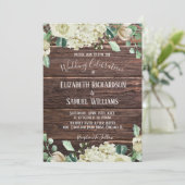 Invitation Country Chic Bois rustique Blanc Floral Aquarelle (Debout devant)