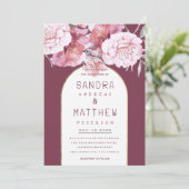 Invitation Country chic menthe mauve rose or mariage (Debout devant)