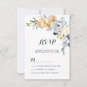 Invitation Country chic orange bleu blanc floral RSVP (Devant)