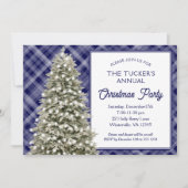 Invitation Country Christmas Tree Blue Played Christmas Party (Devant)