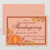 Invitation Country Citrouille Thanksgiving Dinner Party (Devant / Derrière)