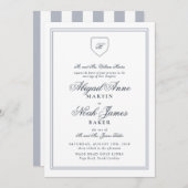 Invitation Country Club Formal Elegant Bleu Mariage rayé (Devant / Derrière)
