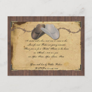 Invitation Country Cowboy Casquette Barbed Bridal Shower Invi