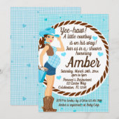 Invitation Country CowGirl Baby Boy Shower (Devant / Derrière)