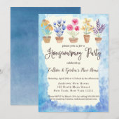 Invitation Country Cute Aquarelle Poted Plante Ménage (Devant / Derrière)