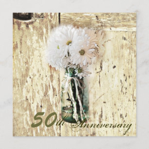 Invitation country daisy mason jar 50e anniversaire de mariag
