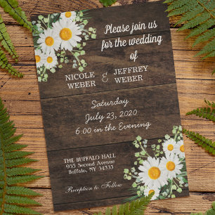 Invitation Country Daisy Spring Rustic Flower Wedding Invitat