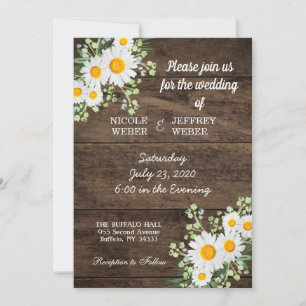 Invitation Country Daisy Spring Rustic Flower Wedding Invitat