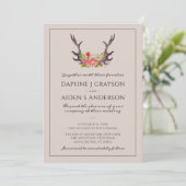 Invitation Country Deer Antler Floral Mariage (Debout devant)