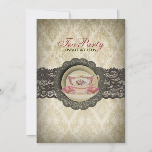 Invitation Country dentelle thés fleuris Bridal Tea Party (Devant)