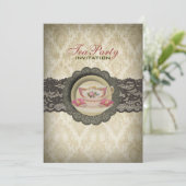 Invitation Country dentelle thés fleuris Bridal Tea Party (Debout devant)