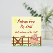 Invitation Country Farm Pig Barbecue (Debout devant)
