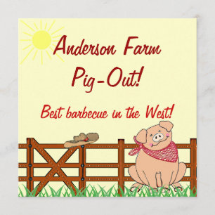 Invitation Country Farm Pig Barbecue