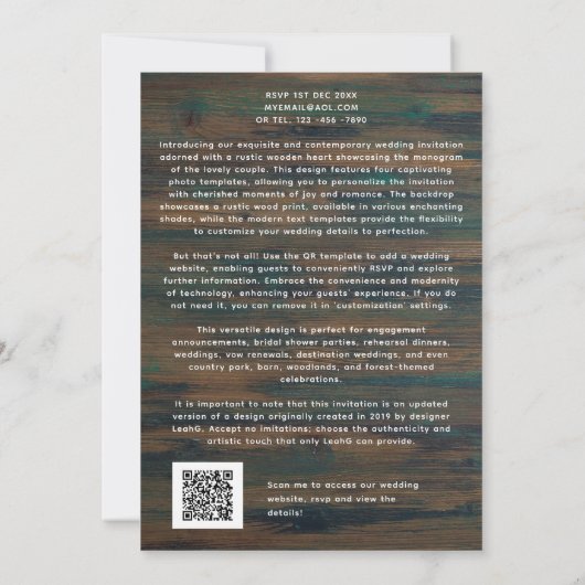 Invitation Country Fayre Rustique Bois Coeurs sculptés Photo (Dos)