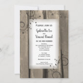 Invitation Country Grange Mariage bois et fleurs (Devant)