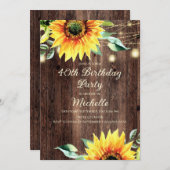 Invitation Country Grange String Lights tournesol 40e anniver (Devant / Derrière)