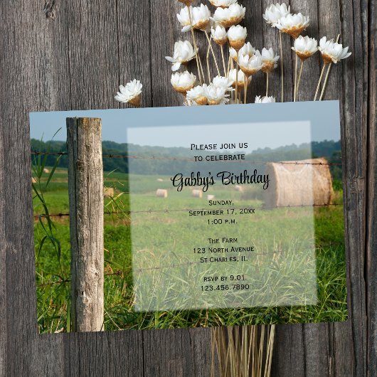 Invitation Country Hay Bales ferme fête d'anniversaire