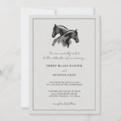 Invitation Country Horses Frame Western Elegant BW Mariage (Devant)